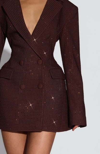 Robe Courte Elvira - Brun prune scintillant