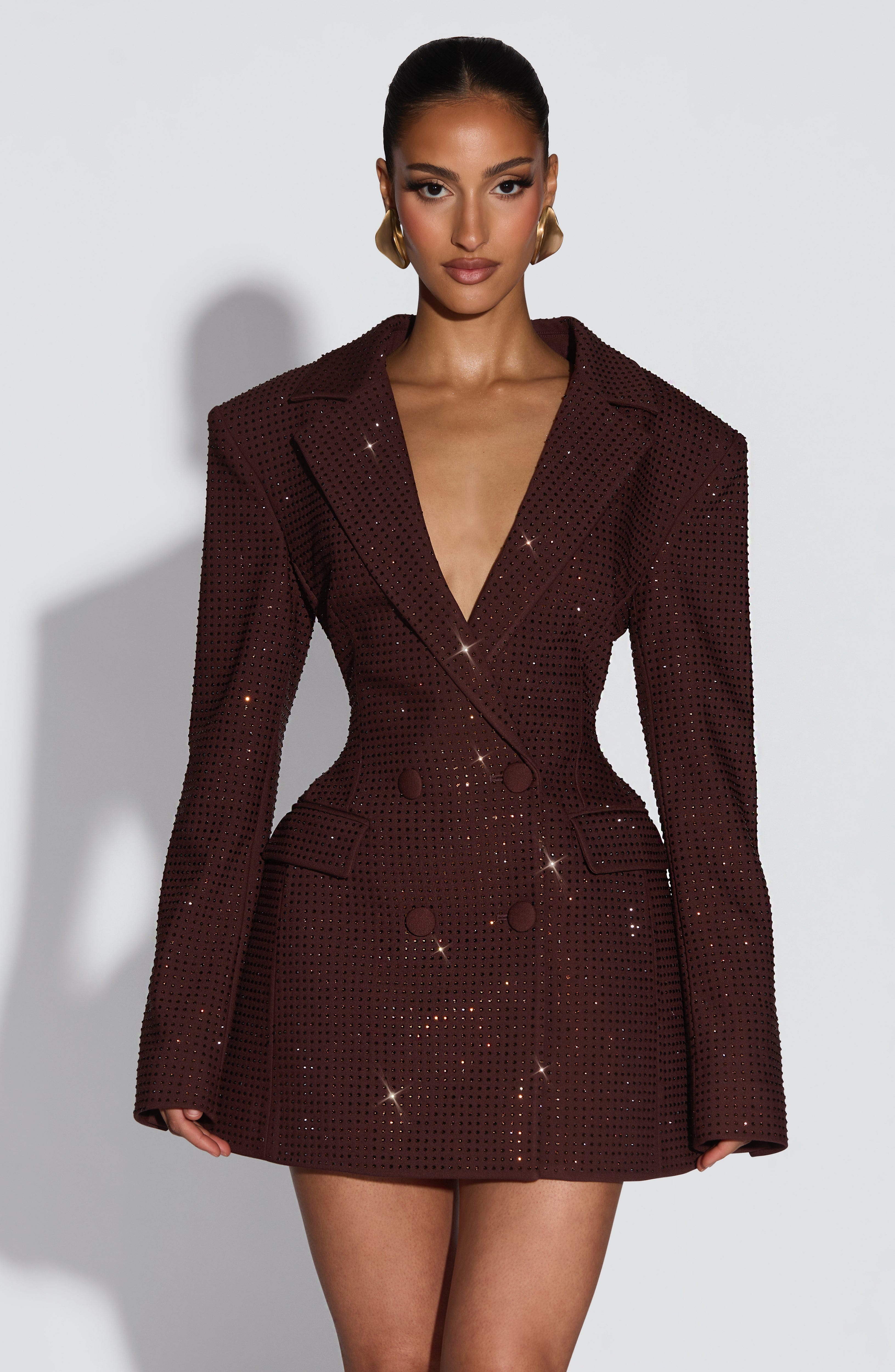 Robe Courte Elvira - Brun prune scintillant