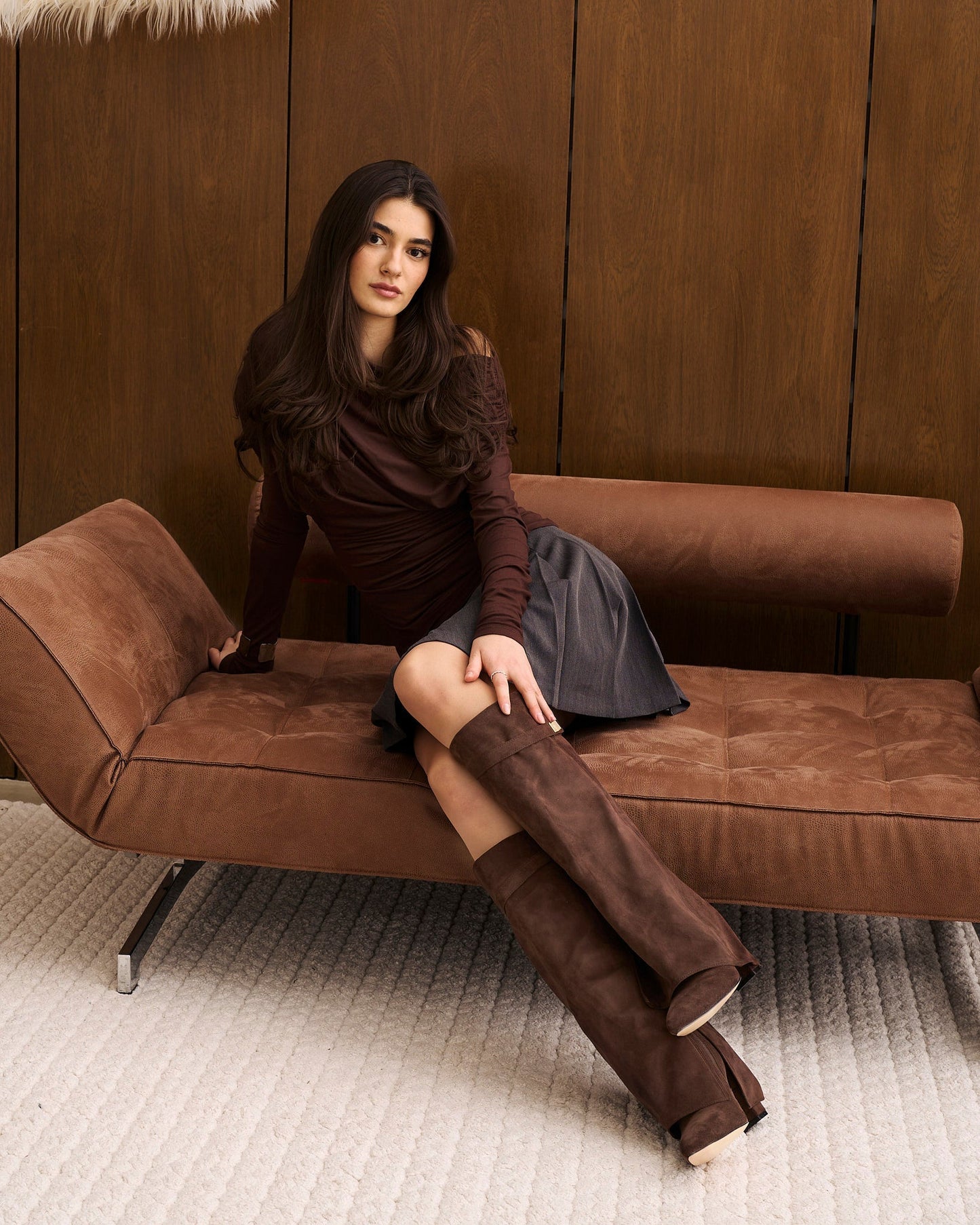 Robe Bottes en daim lavista hauteur genou - marron