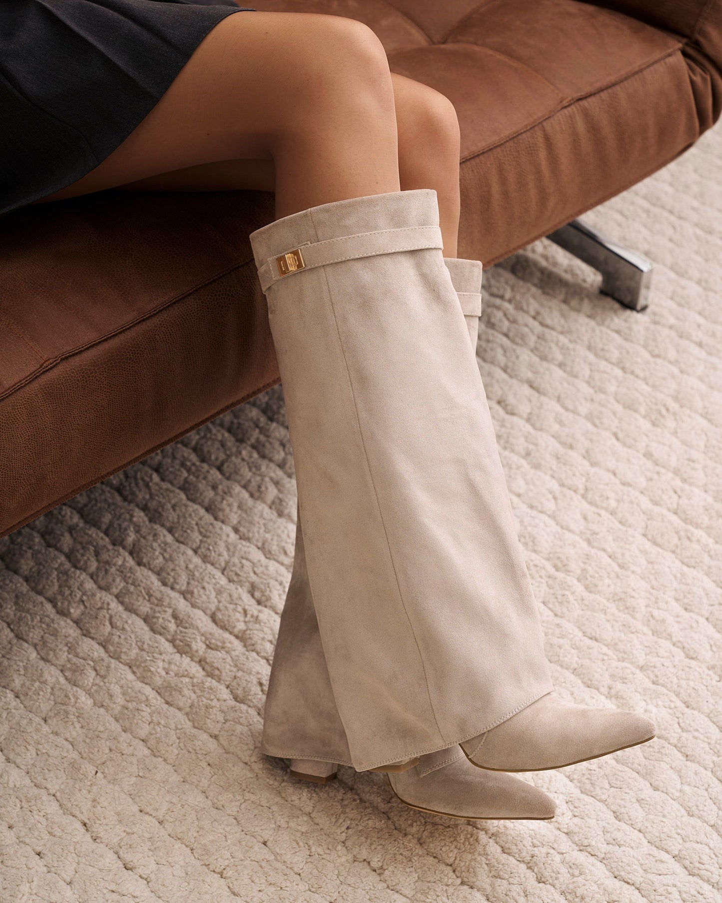 Robe Bottes En Daim Lavista Hauteur Genou - Taupe