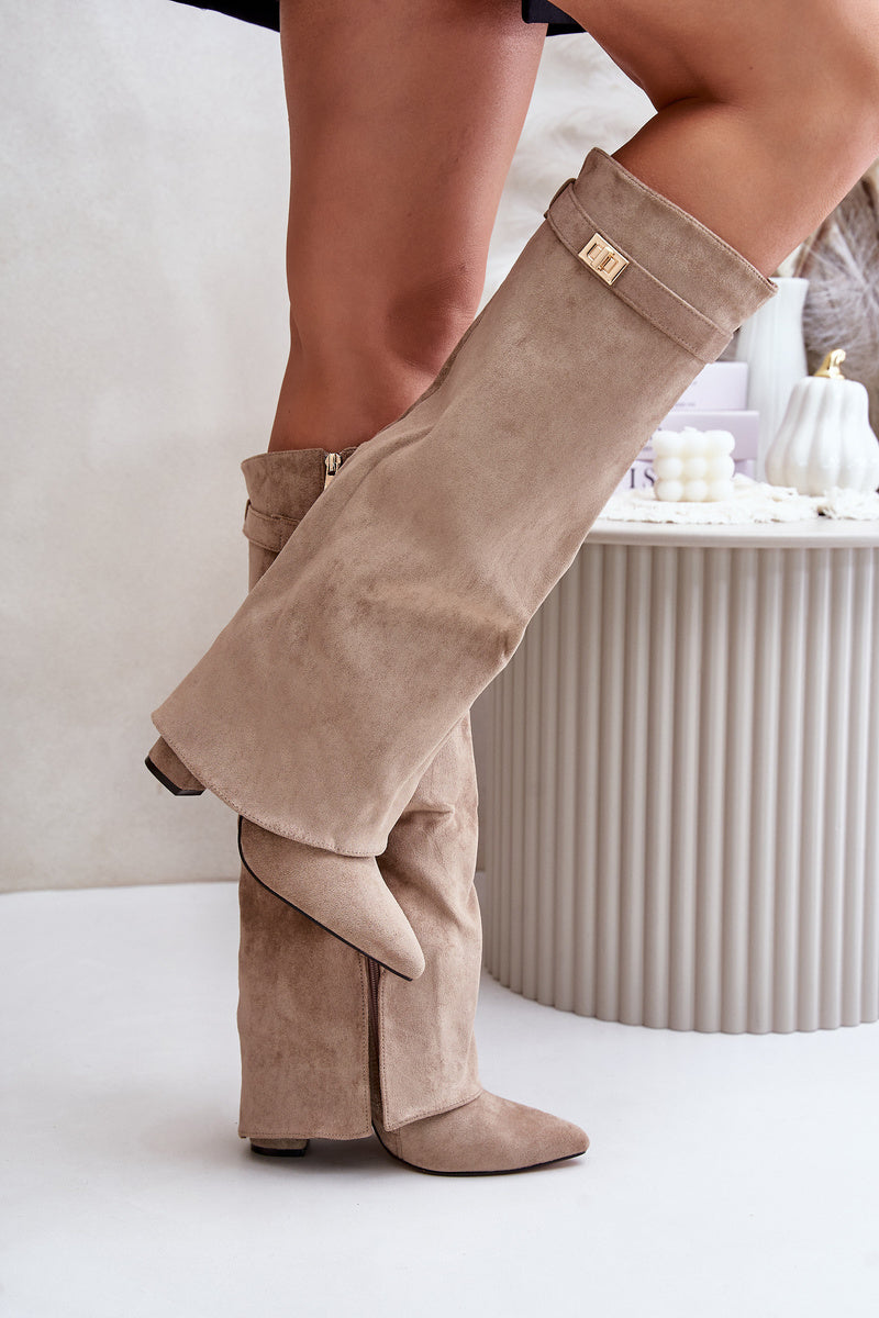 Robe Bottes En Suède Lavista Hauteur Genou - Beige