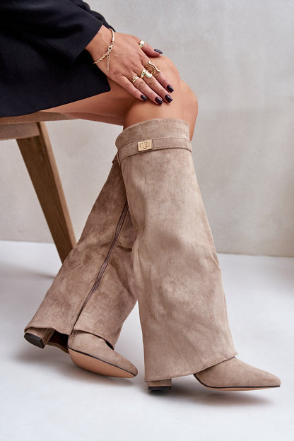Robe Bottes En Suède Lavista Hauteur Genou - Beige