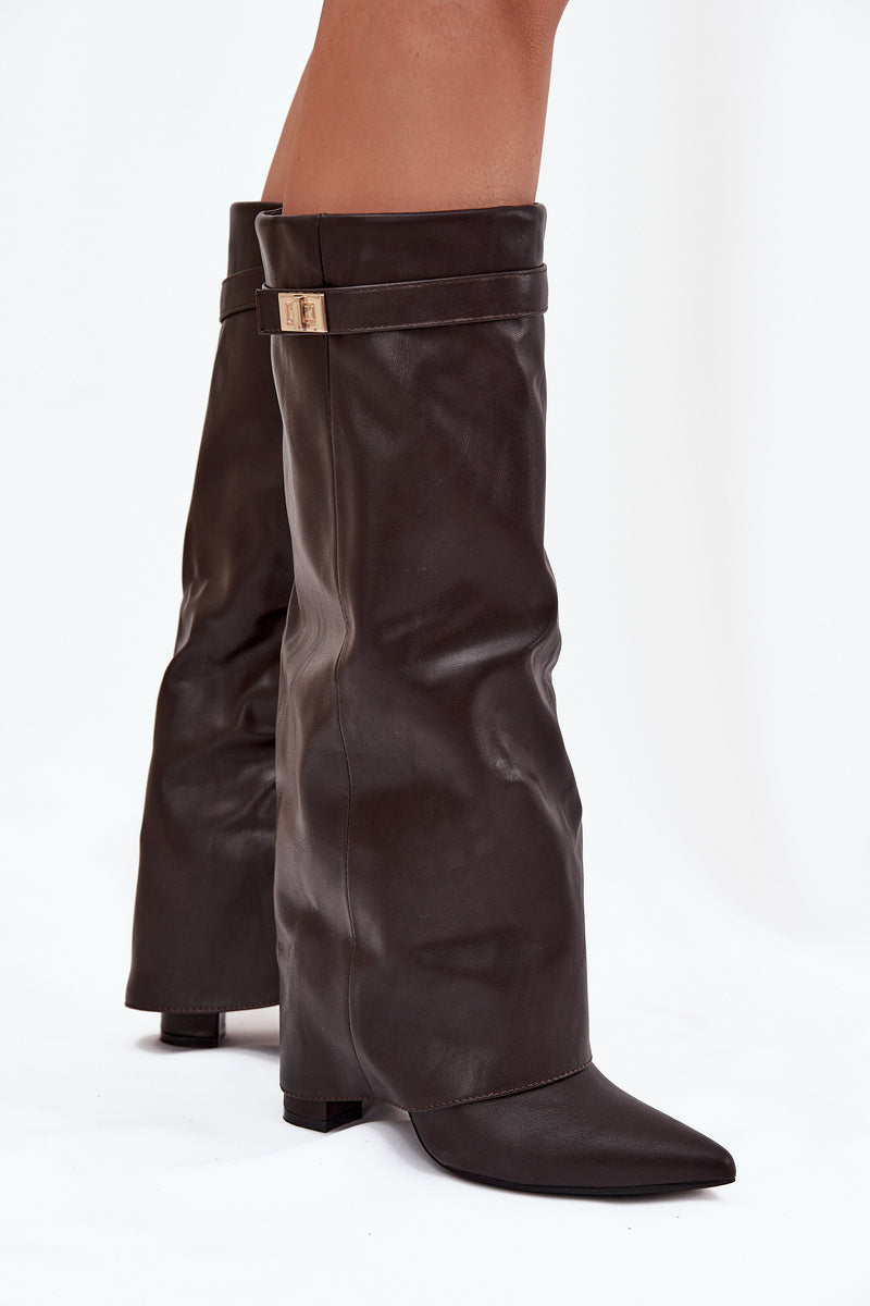 Robe Bottes En Cuir Lavista Hauteur Genou - Marron