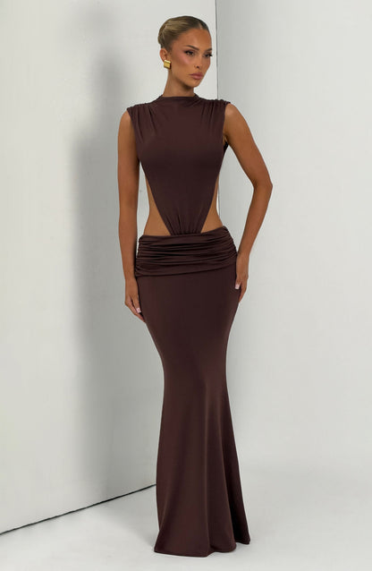 Robe Longue Fenella - Brun Prune