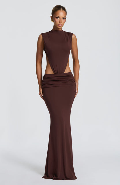 Robe Longue Fenella - Brun Prune