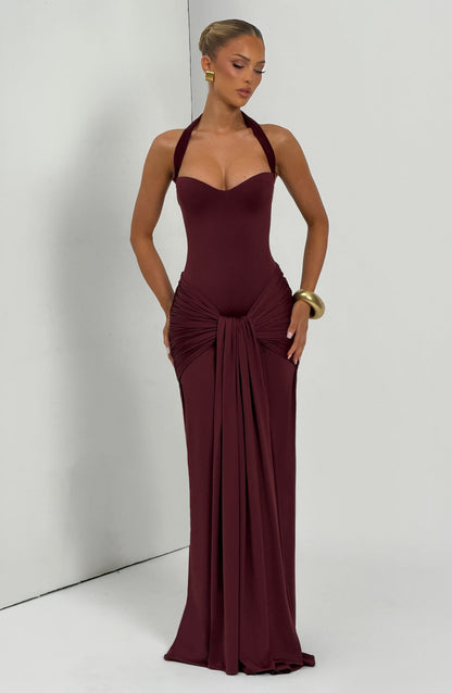 Robe Longue Gia - Cerise laquée