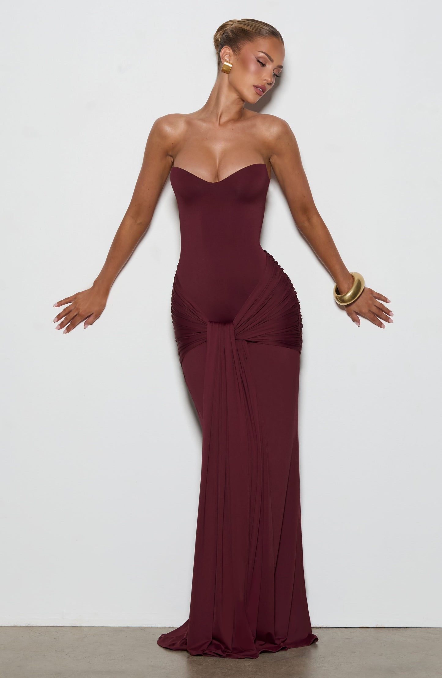 Robe Longue Gia - Cerise laquée