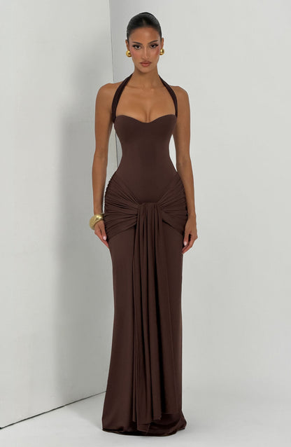 Robe Longue Gia - Brun Prune
