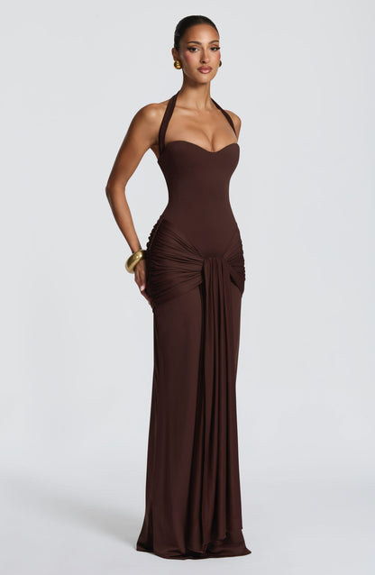 Robe Longue Gia - Brun Prune