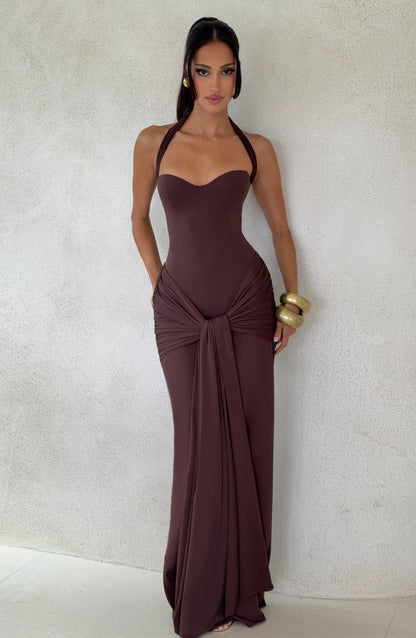 Robe Longue Gia - Brun Prune