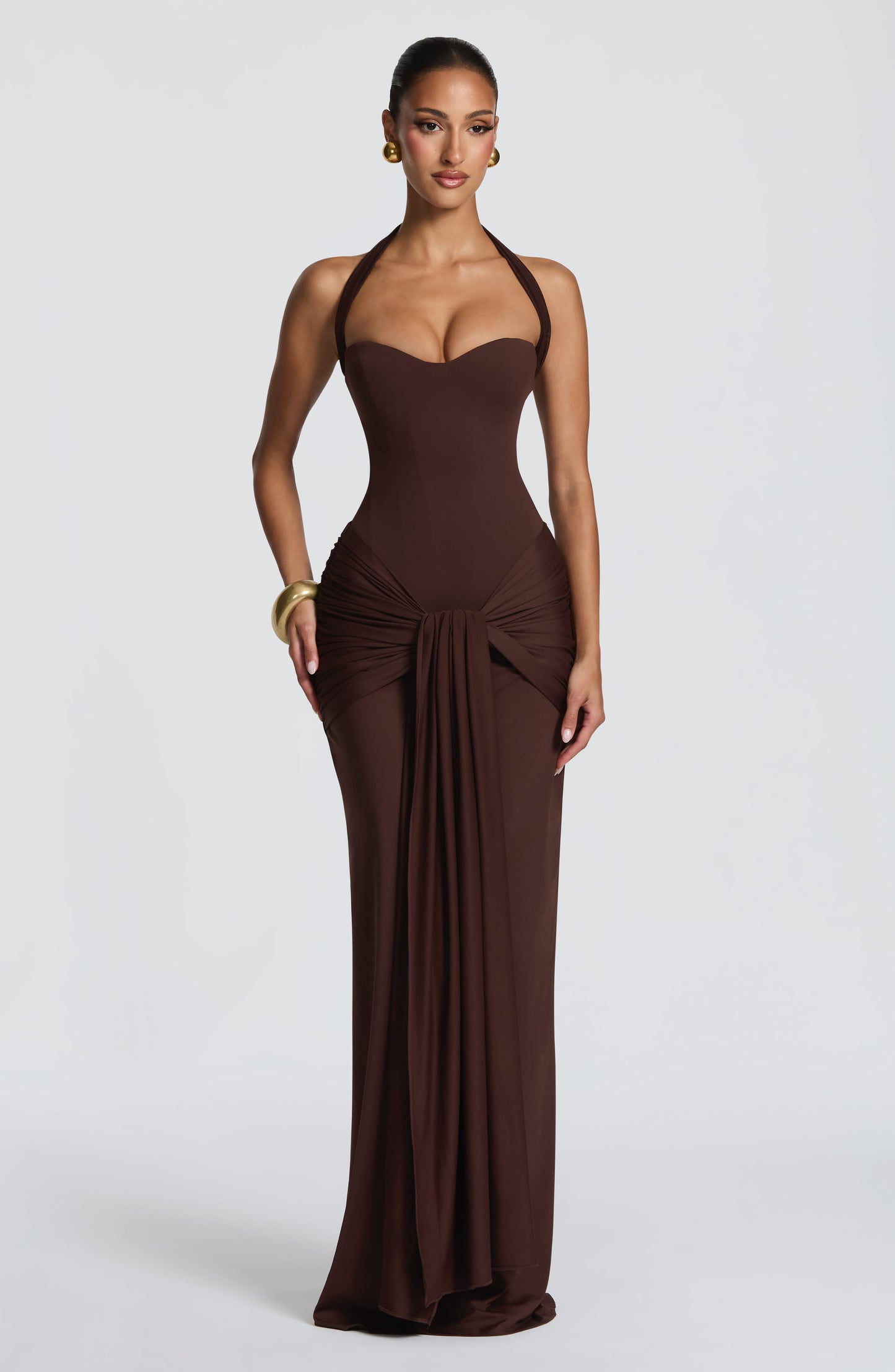 Robe Longue Gia - Brun Prune