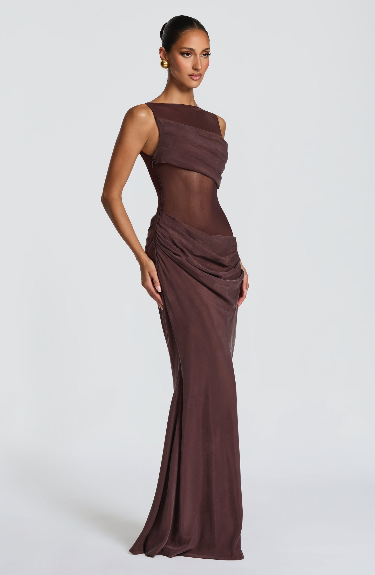Robe Longue Gracelyn - Brun Prune