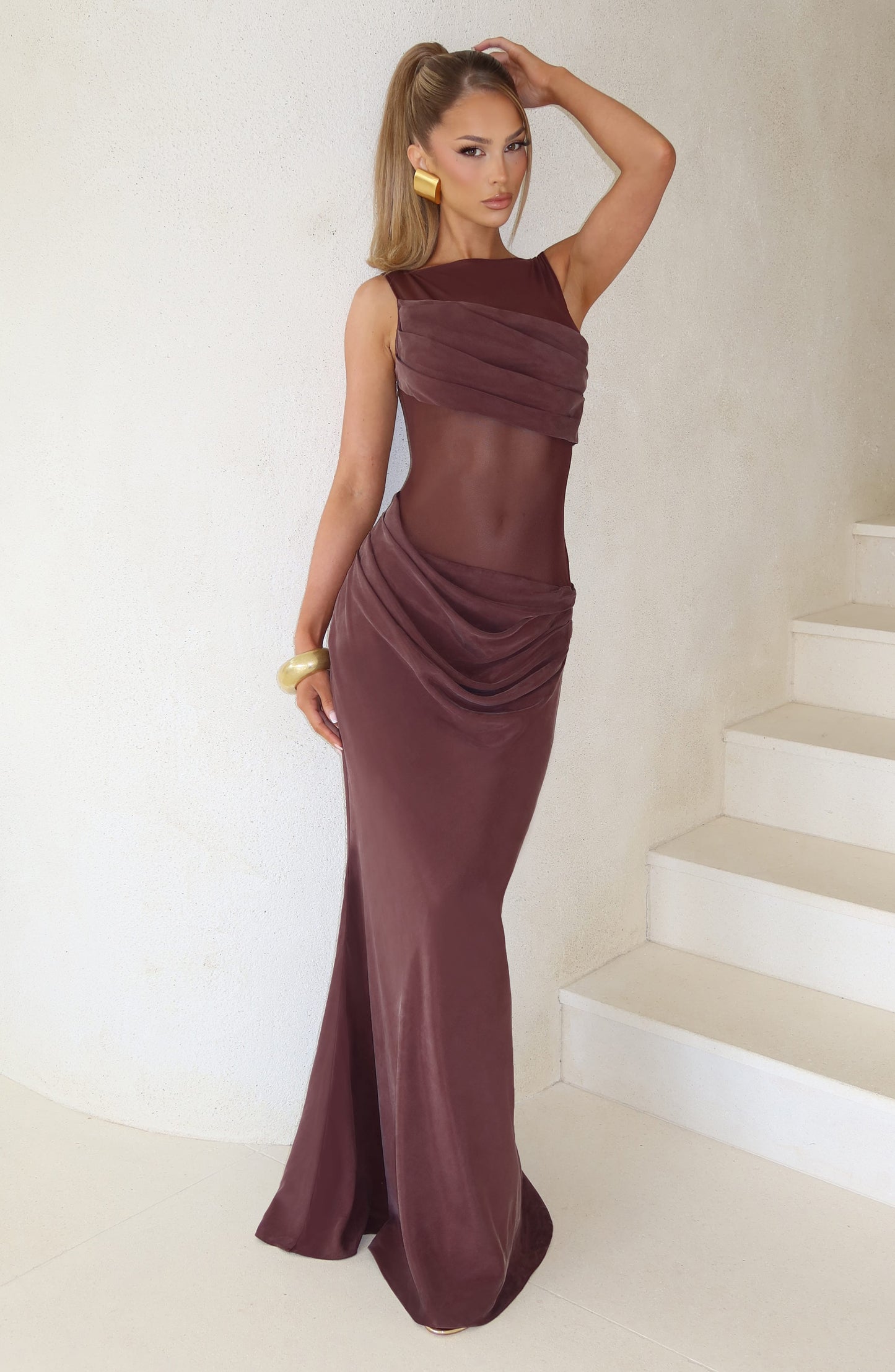 Robe Longue Gracelyn - Brun Prune