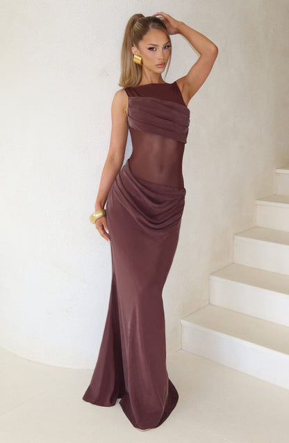 Robe Longue Gracelyn - Brun Prune