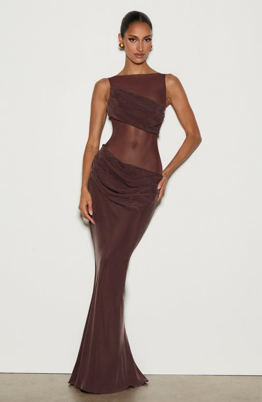 Robe Longue Gracelyn - Brun Prune