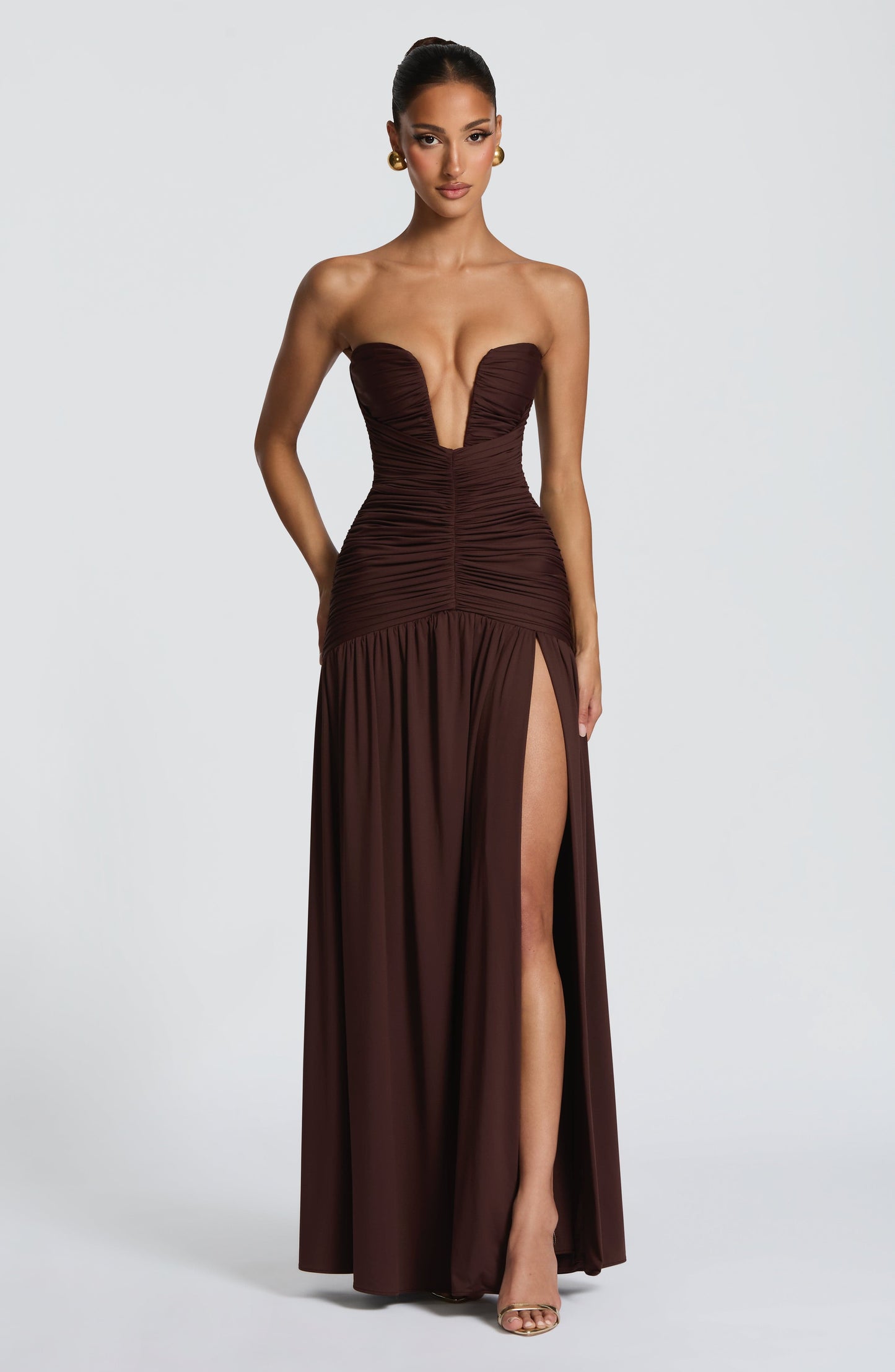 Robe Longue Longue - Brun prune