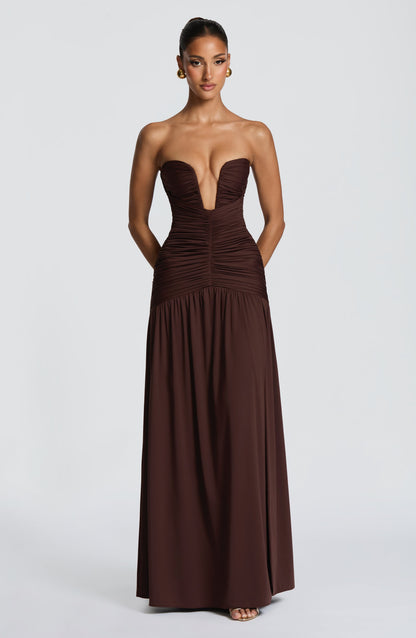 Robe Longue Longue - Brun prune