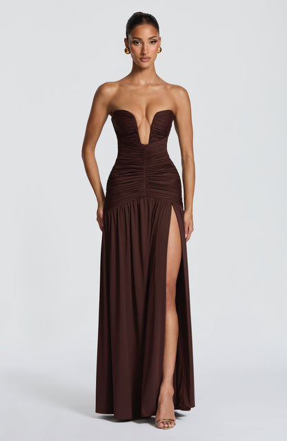 Robe Longue Longue - Brun prune