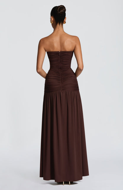 Robe Longue Longue - Brun prune