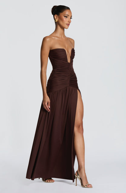 Robe Longue Longue - Brun prune
