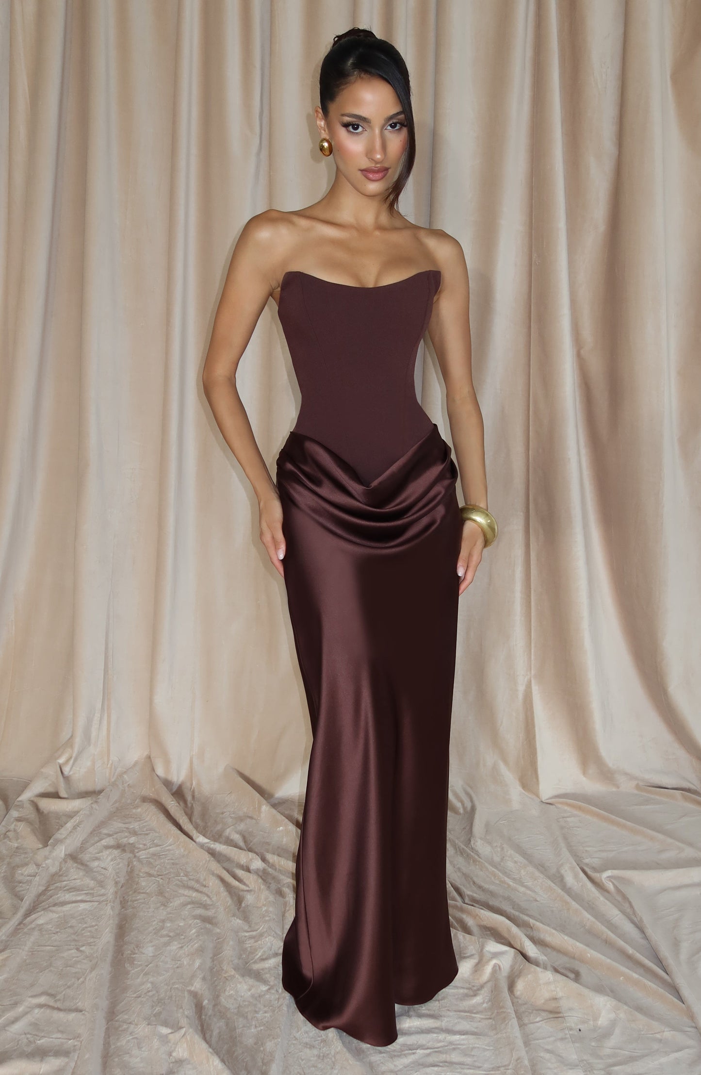 Robe Longue Maggie - Brun Prune