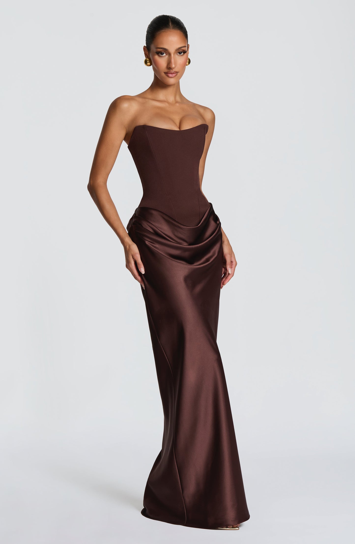 Robe Longue Maggie - Brun Prune