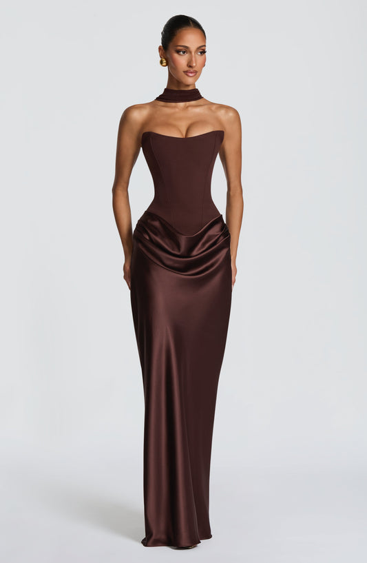 Robe Longue Maggie - Brun Prune
