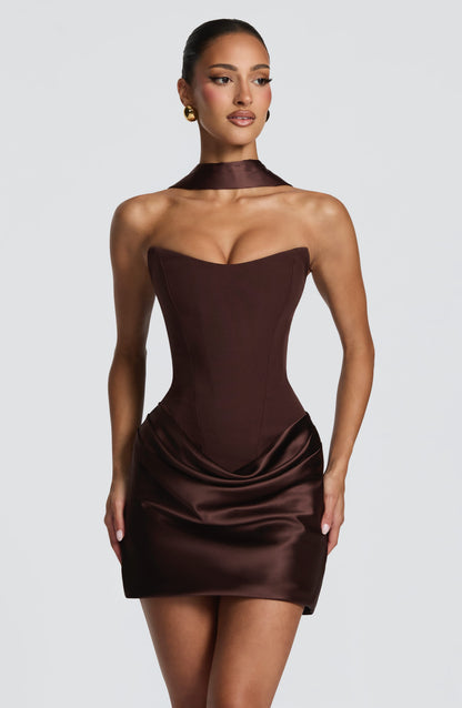 Robe Courte Maggie - Brun Prune