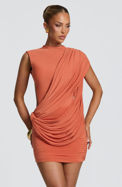 Robe Courte Mireya - Orange brûlé