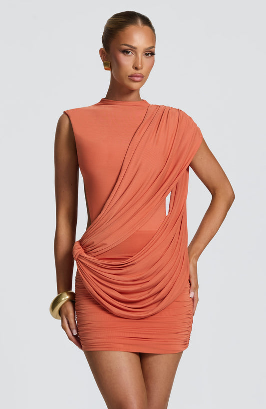 Robe Courte Mireya - Orange Brûlé