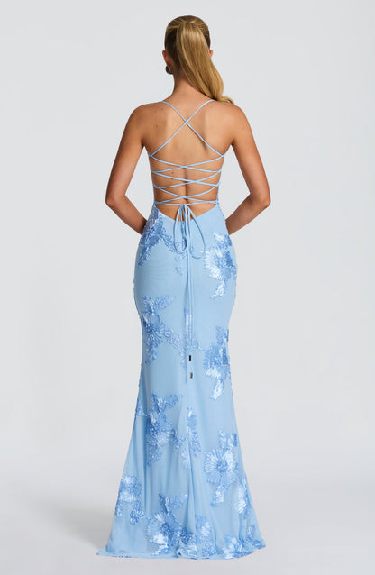 Robe Longue Nefertiti - Bleu Glacier