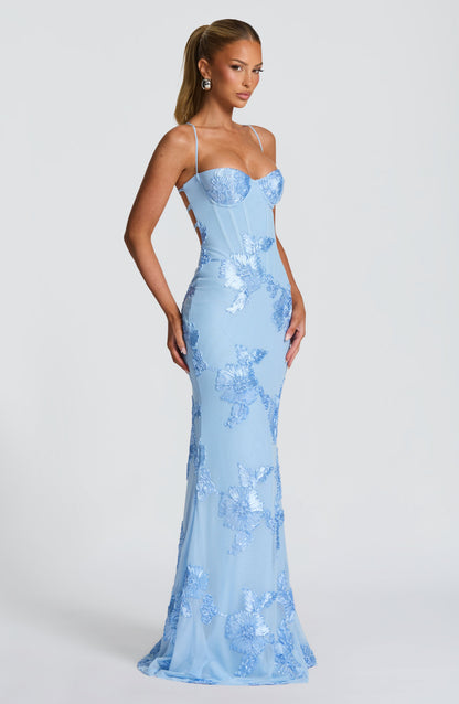 Robe Longue Nefertiti - Bleu Glacier