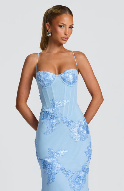 Robe Longue Nefertiti - Bleu Glacier