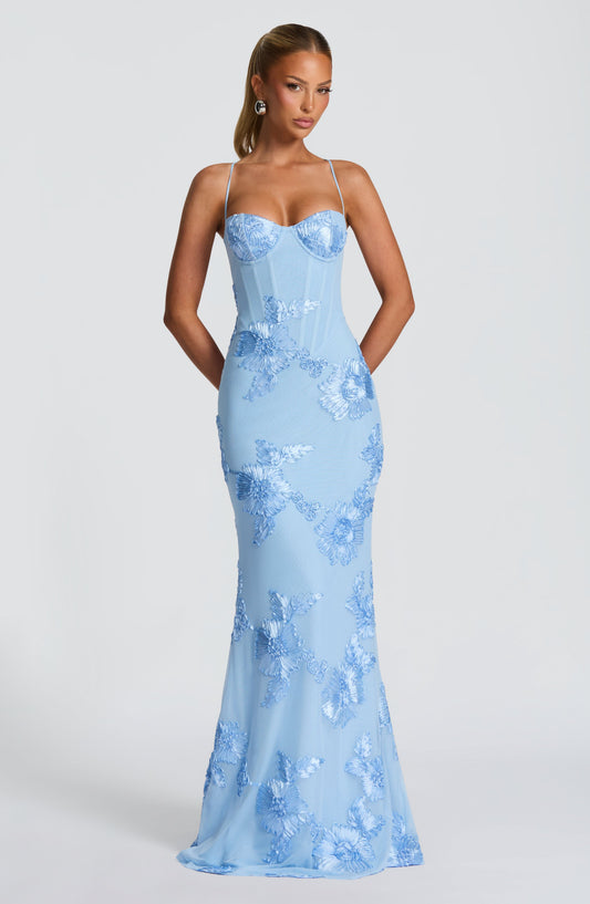 Robe Longue Nefertiti - Bleu Glacier