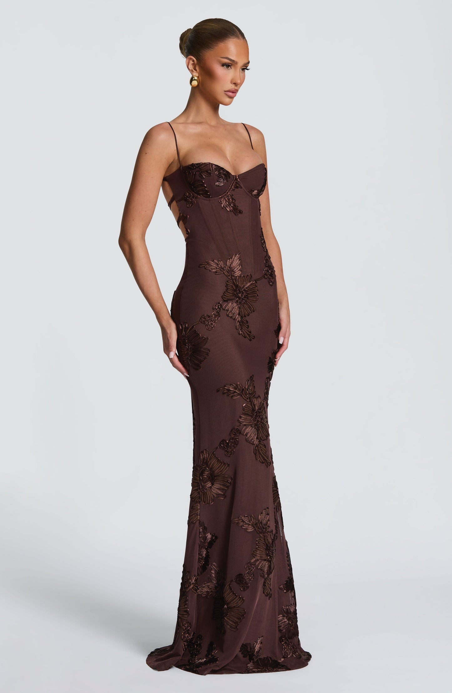Robe Longue Nefertiti - Brun prune