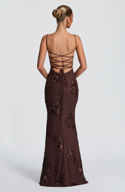Robe Longue Nefertiti - Brun prune