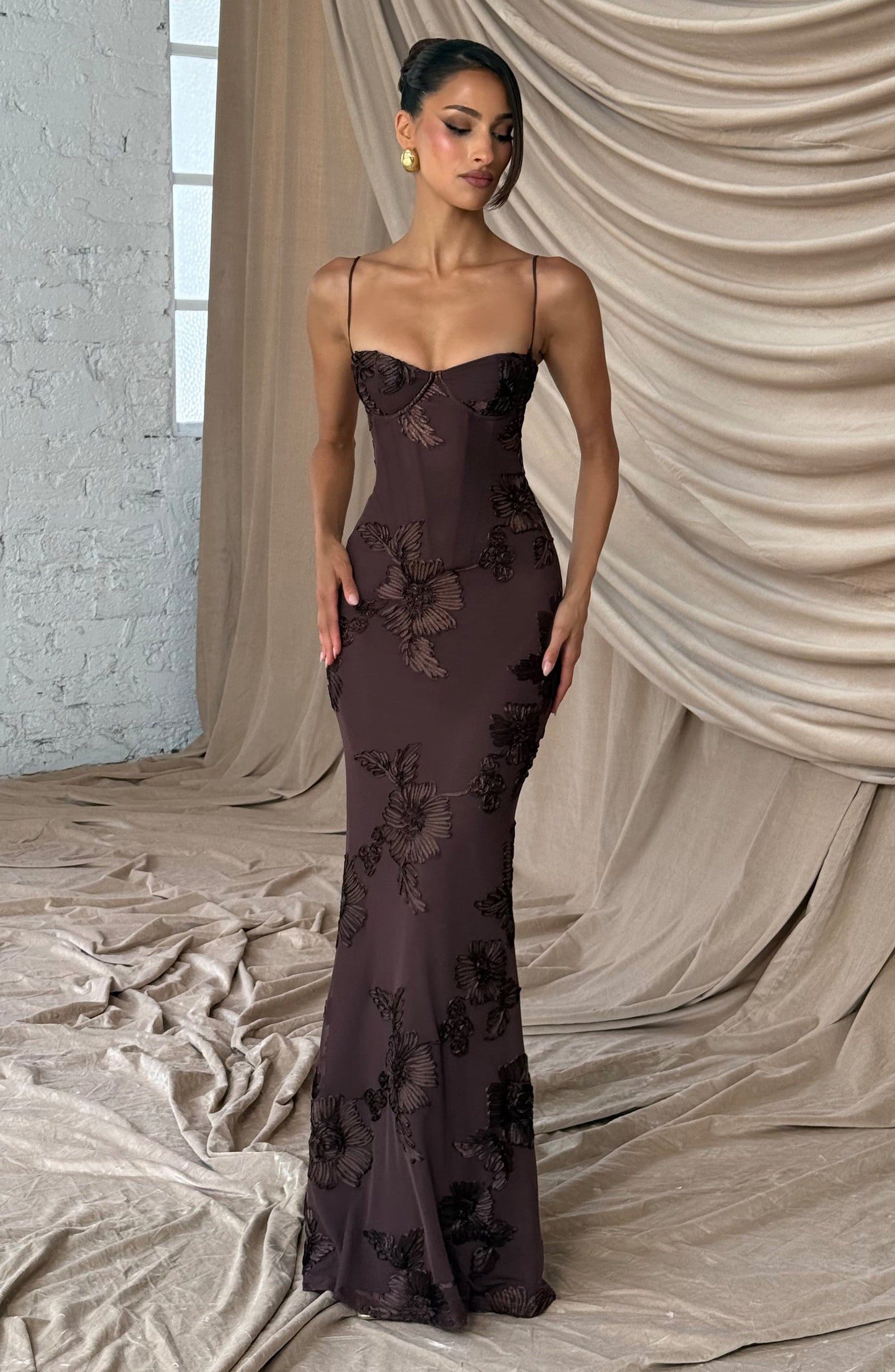 Robe Longue Nefertiti - Brun prune