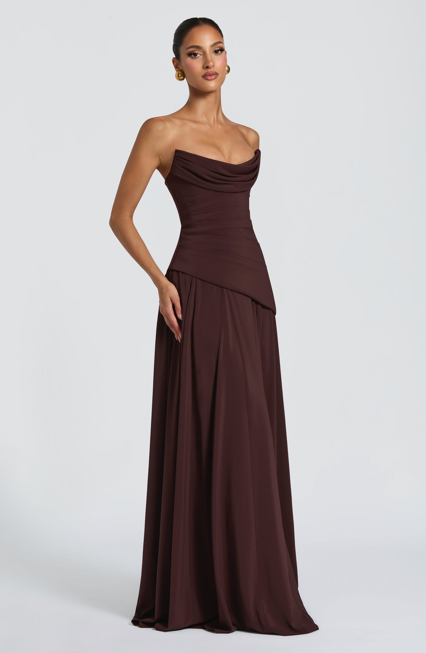 Robe Longue Longue - Brun prune