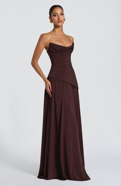 Robe Longue Longue - Brun prune