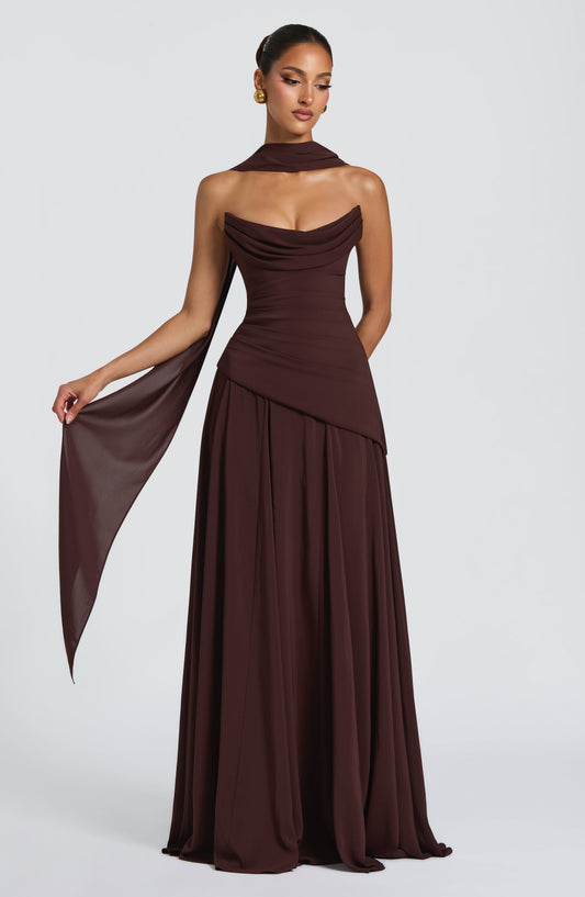 Robe Longue Patricia - Brun Prune