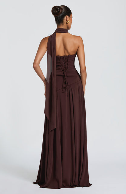 Robe Longue Longue - Brun prune
