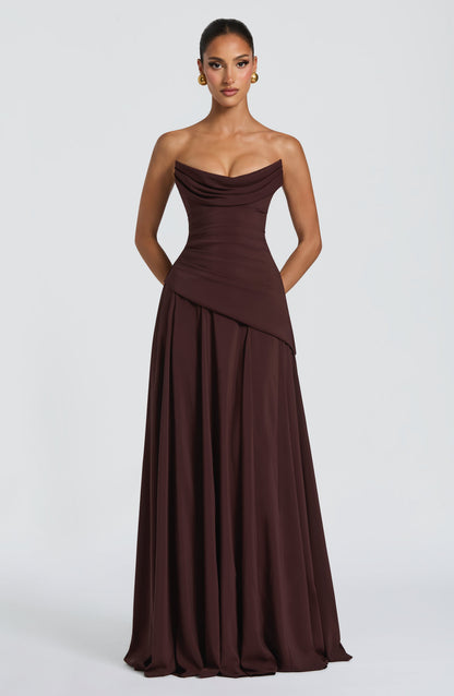 Robe Longue Longue - Brun prune