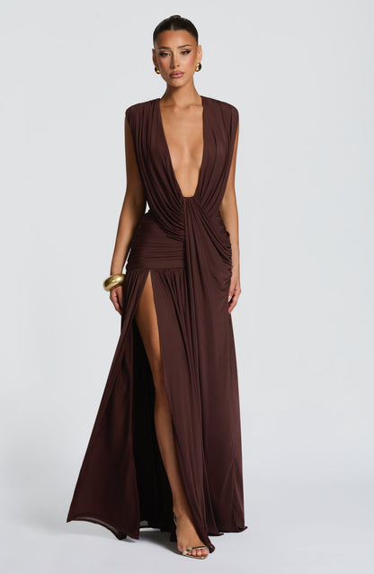 Robe Longue Longue - Brun prune