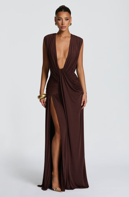 Robe Longue Longue - Brun prune