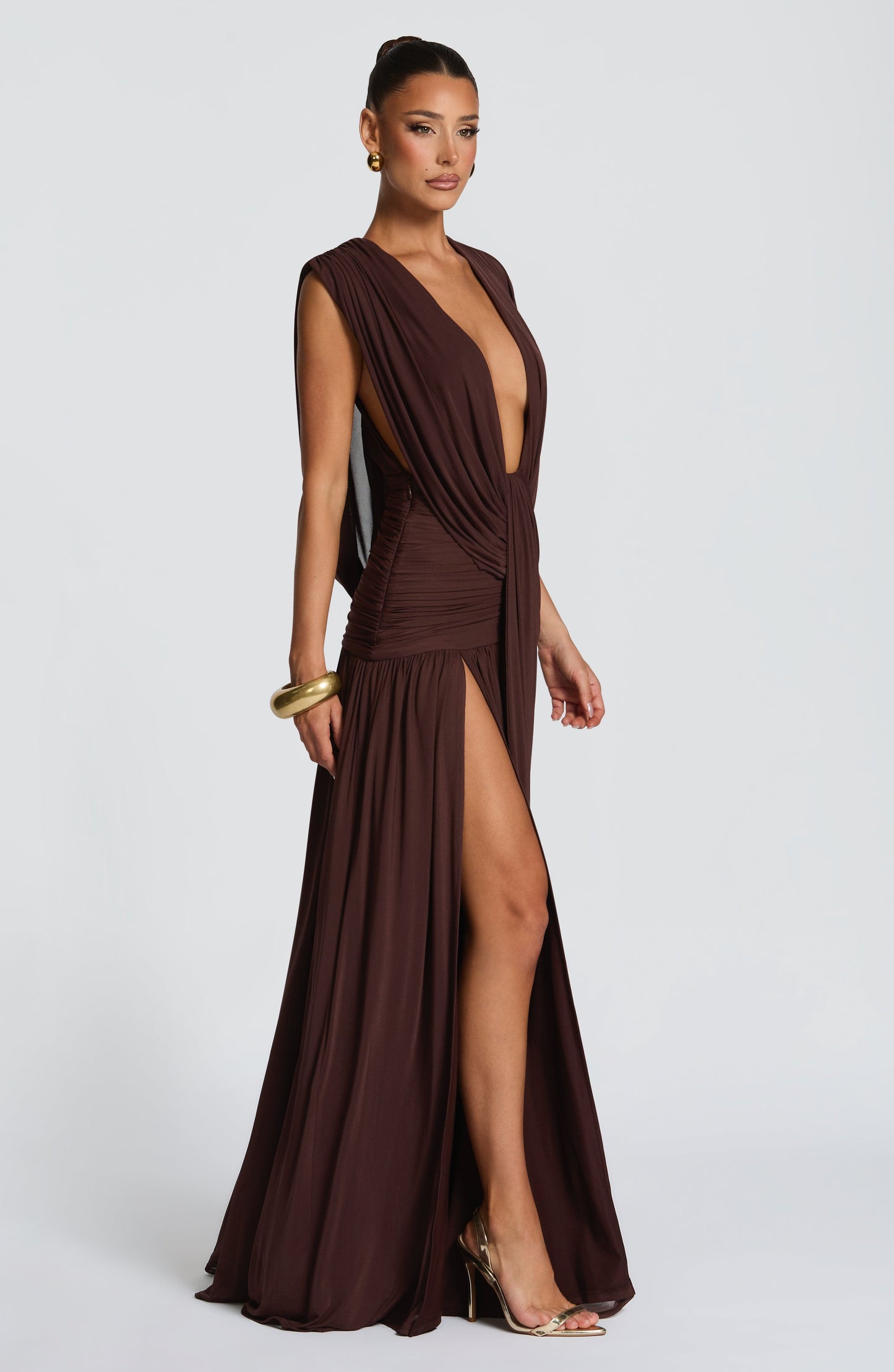 Robe Longue Longue - Brun prune