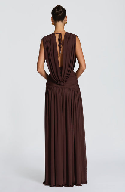 Robe Longue Longue - Brun prune