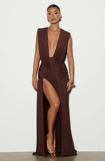 Robe Longue Longue - Brun prune