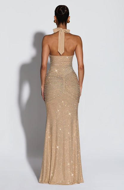 Robe Longue Rosetta - Doré Scintillant