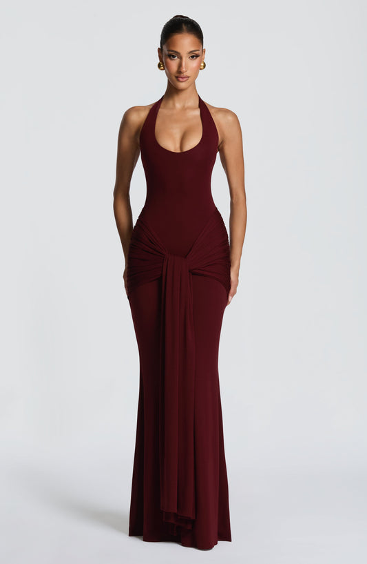 Robe Longue Veneda - Cerise Laquée