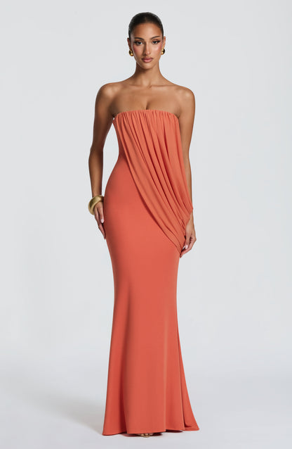 Robe Longue Vienna - Orange Brûlé